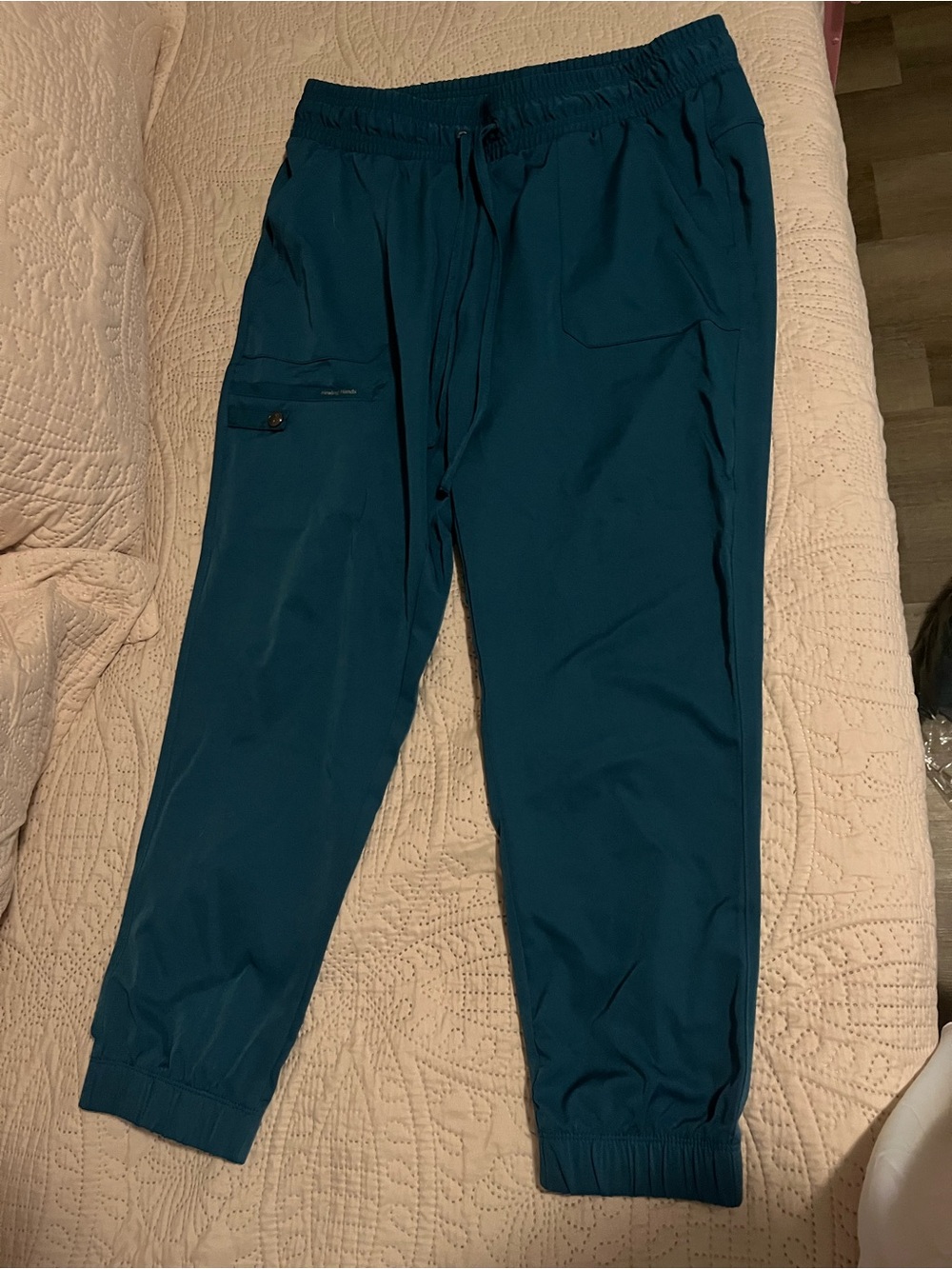 healing hands Teal Elastic-Waist Jogger scrub pants